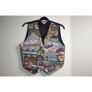 VTG Forelli Moda Internazionale Woomen's Button down Vest Print Size Large Black